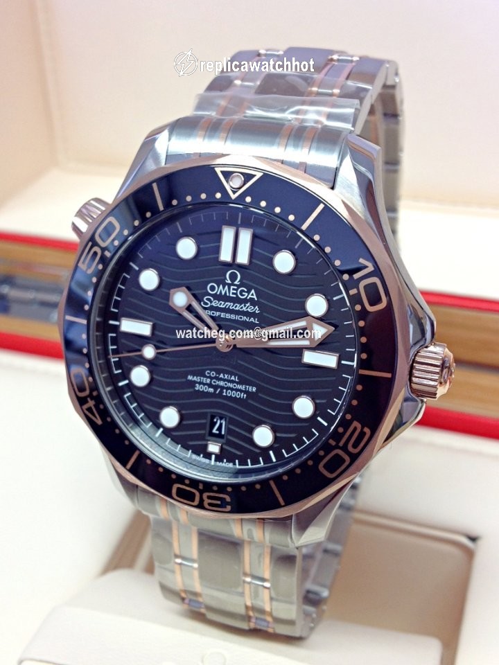 Omega Seamaster Diver 300 M Mens watch Unisex Automatic Gold Steel 210.20.42.20.01.001 2