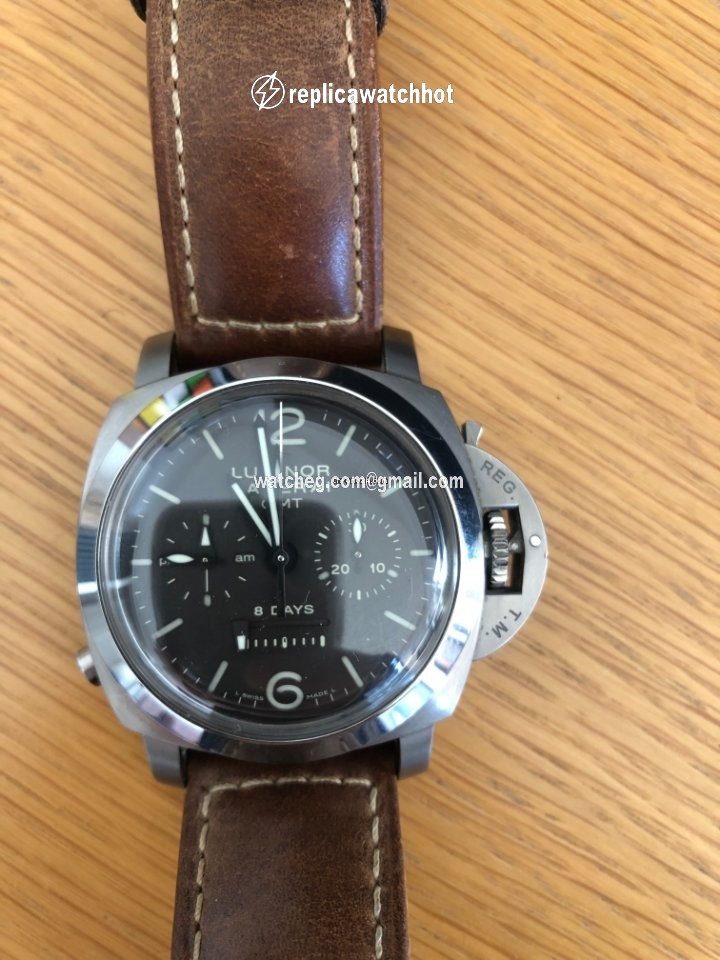 Panerai Luminor 1950 8 Days Chrono Monopulsante GMT Mens watch Unisex Manual winding Titanium PAM 00311 2