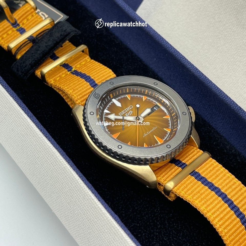 Seiko 5 Sports Mens watch Unisex Automatic Gold Steel SBSA092 2
