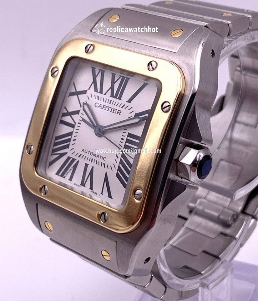 Cartier Santos 100 Mens watch Unisex Automatic Gold Steel W200728G 2