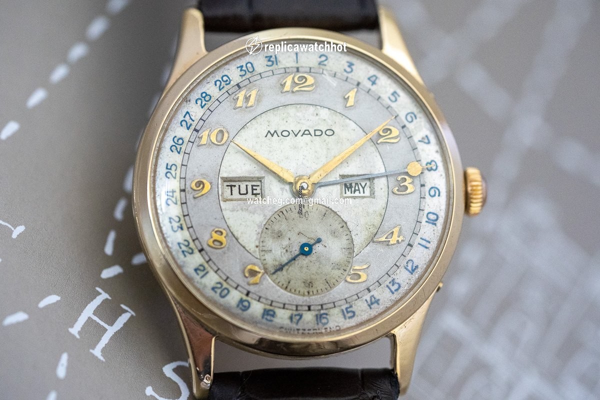 Movado Mens watch Unisex Manual winding Yellow gold Movado Calendograph 2