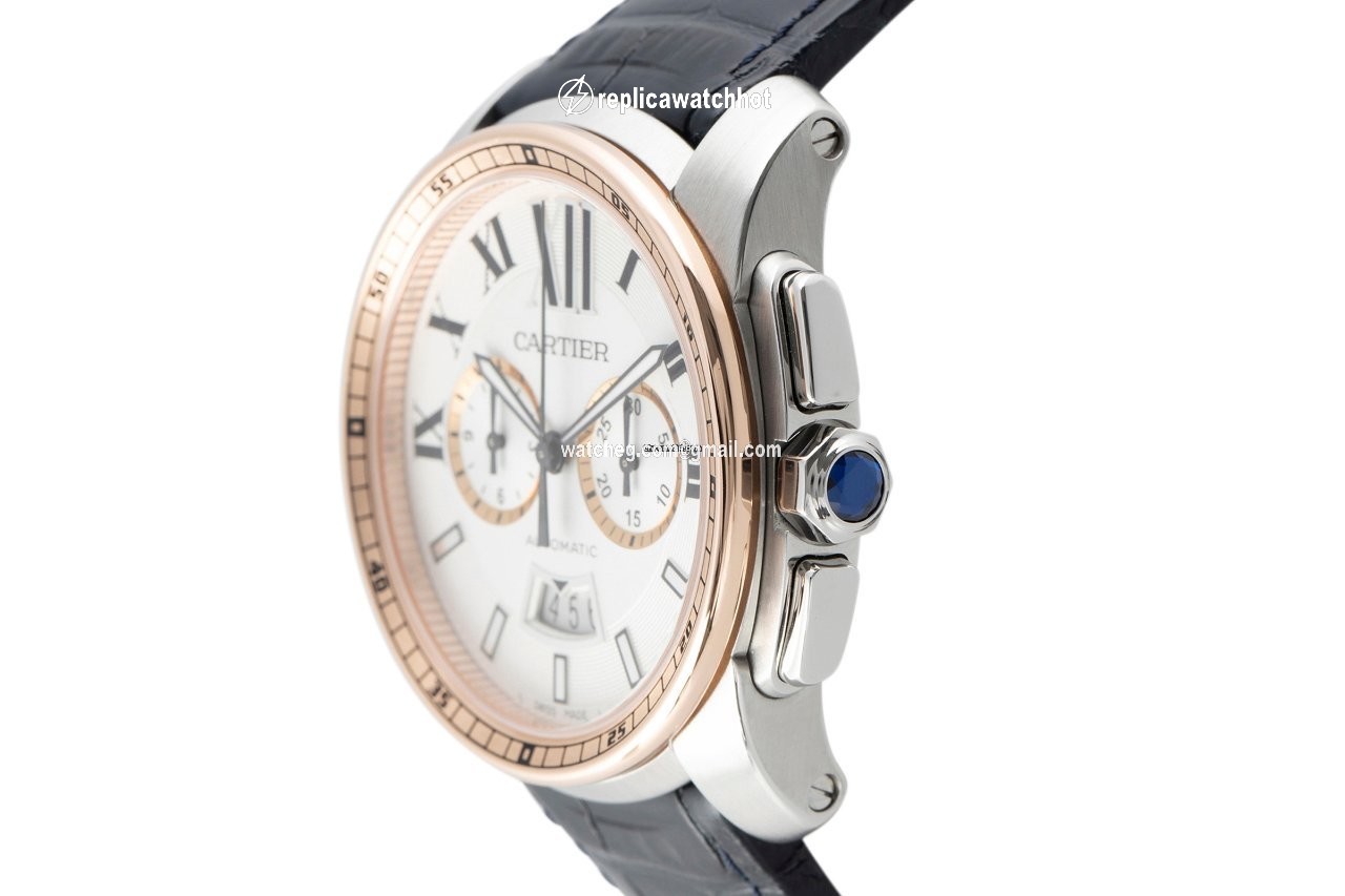 Cartier Calibre de Cartier Chronograph Mens watch Unisex Automatic Gold Steel W7100042 2