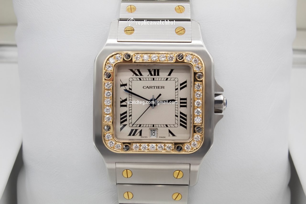 Cartier Santos Galbee Mens watch Unisex Quartz Gold Steel 1566 2