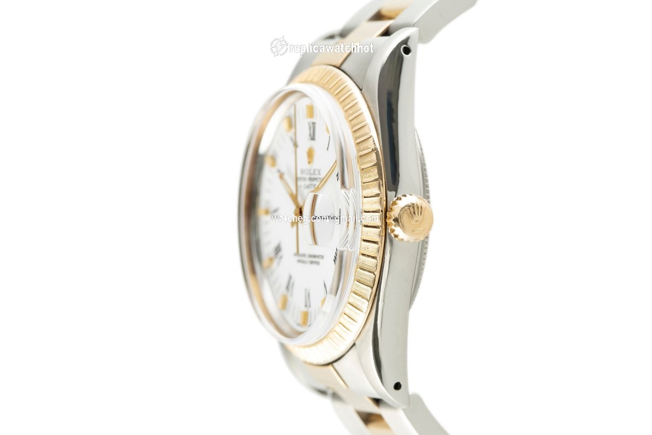 Rolex Oyster Perpetual Date Mens watch Unisex Gold Steel Automatic 15053 2