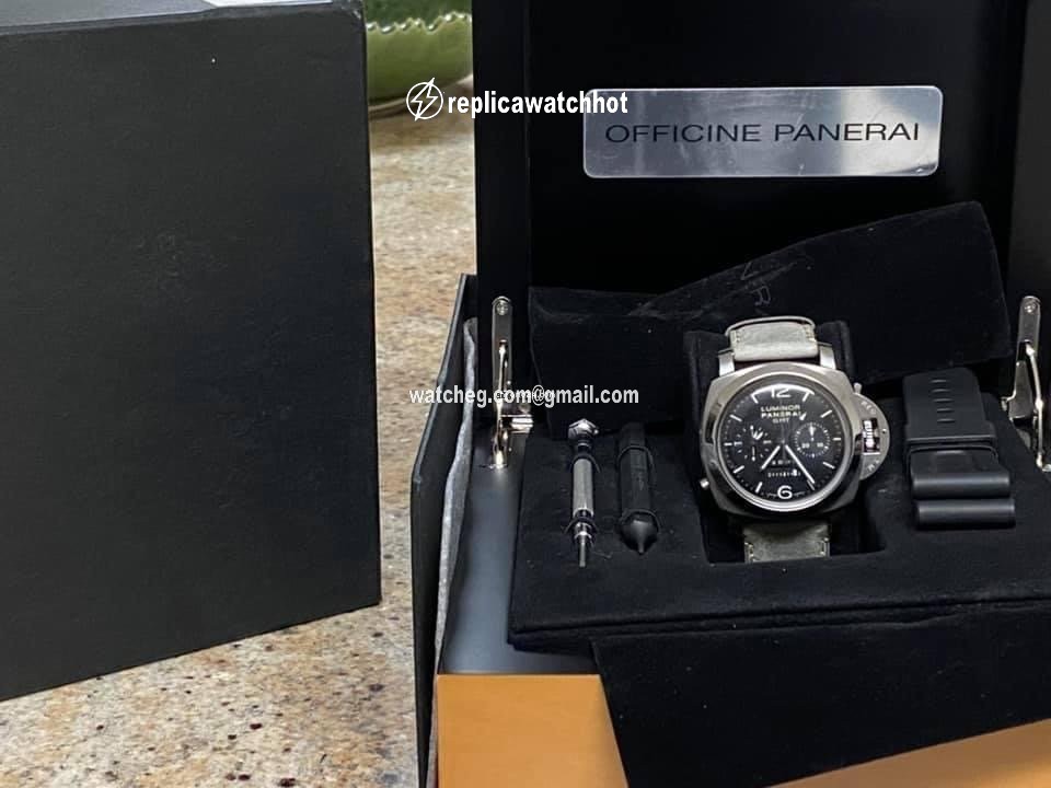 Panerai Luminor 1950 8 Days Chrono Monopulsante GMT Mens watch Unisex Manual winding Steel PAM 00275 2