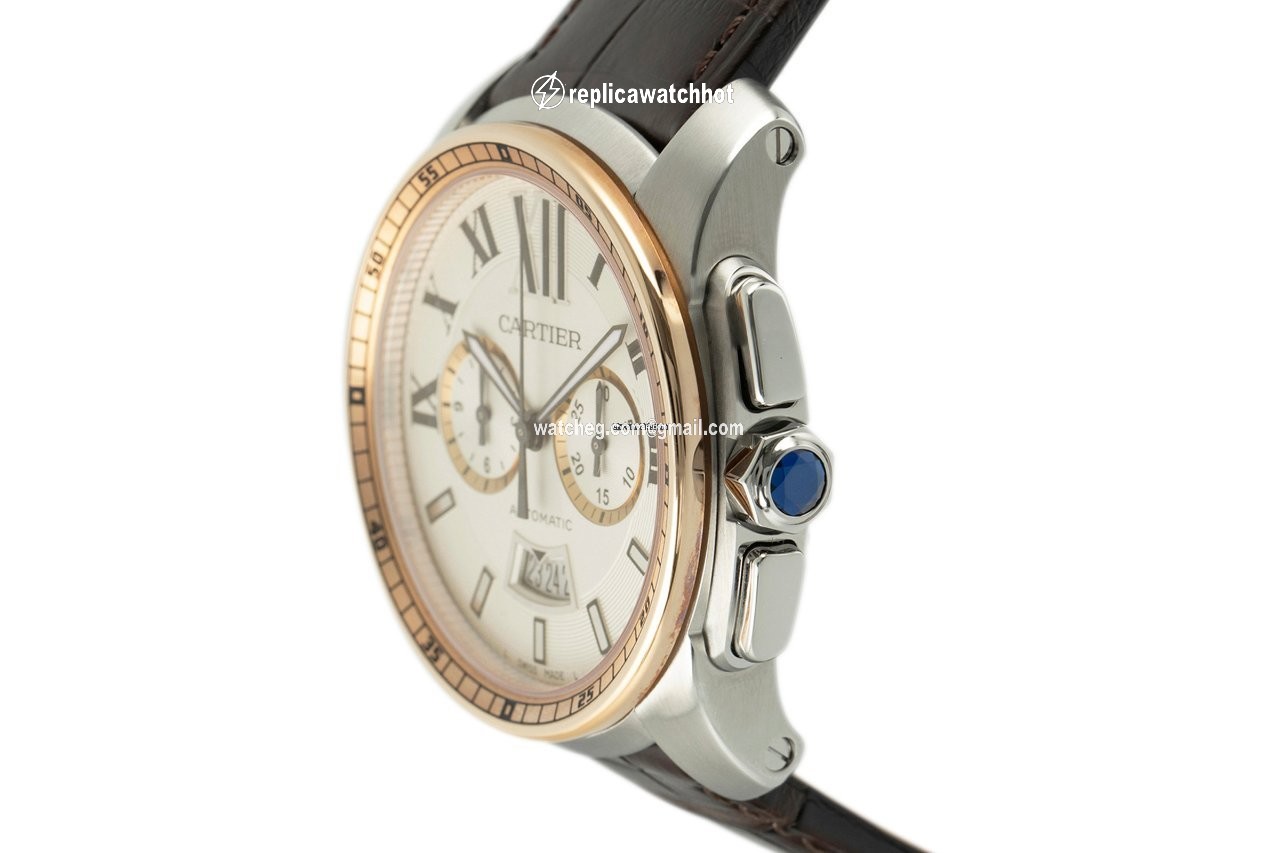 Cartier Calibre de Cartier Chronograph Mens watch Unisex Automatic Gold Steel W7100043 2