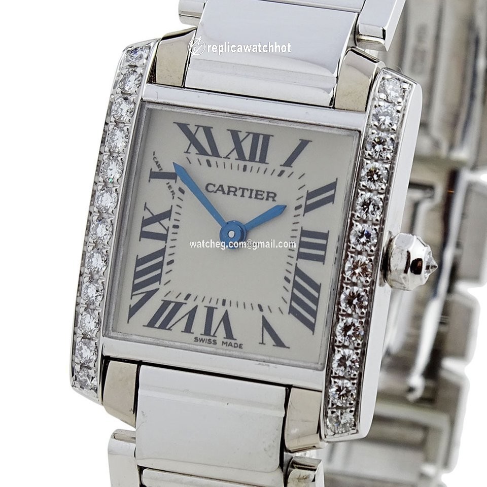 Cartier Tank Francaise Mens watch Unisex Quartz White gold WE1002SE 2