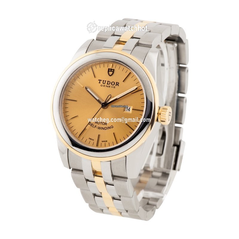 Tudor Glamour Date Womens watch Automatic Gold Steel M53003-0006 2