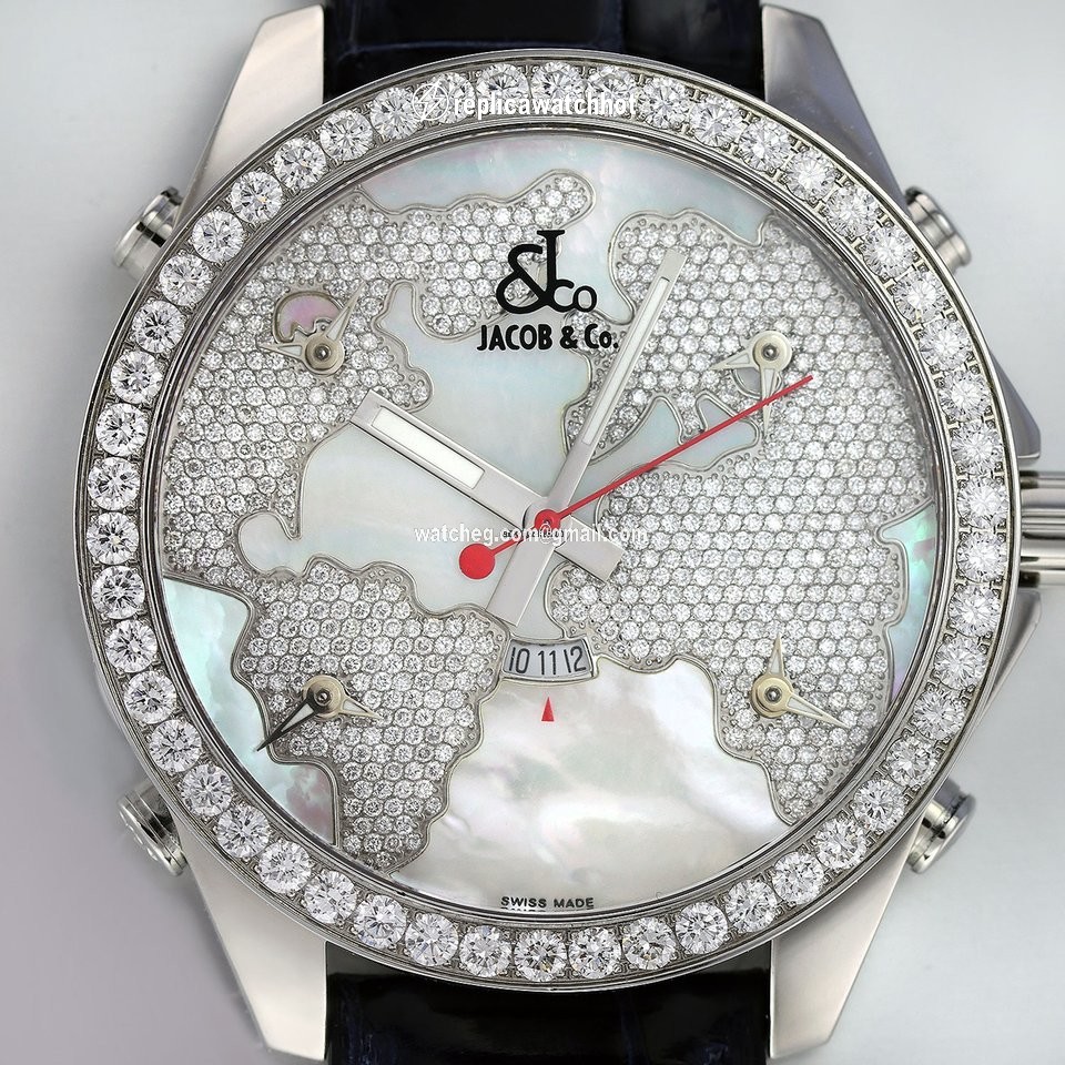 Jacob & Co. Five Time Zone Womens watch Quartz Steel JC-47WW 3.25ct bezel 2
