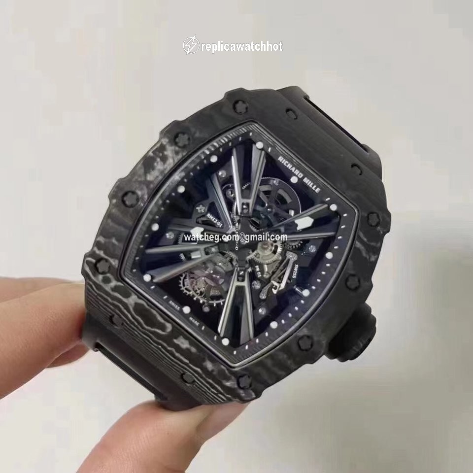 Richard Mille Mens watch Unisex Automatic Carbon Richard Mille Tourbillon Black Quartz Tpt RM 12-01 2
