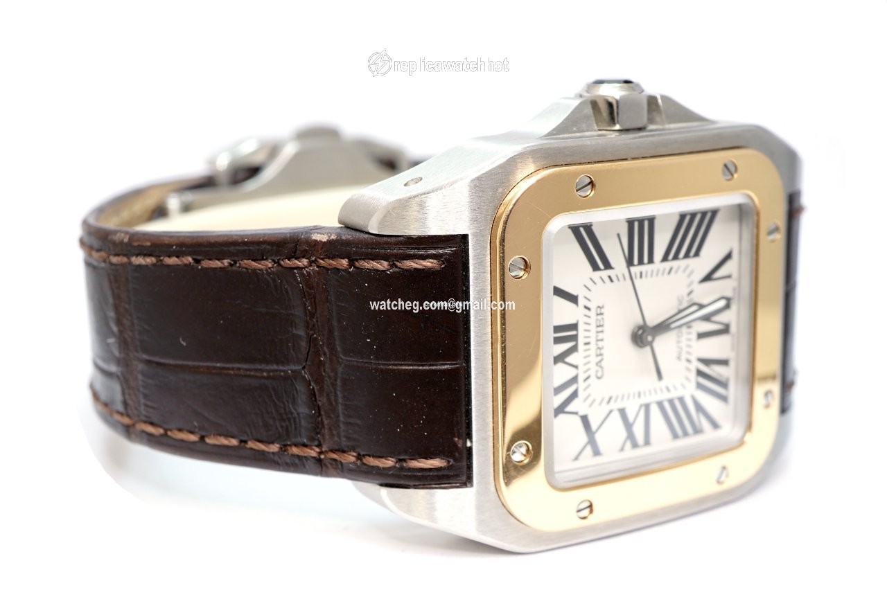 Cartier Santos 100 Mens watch Unisex Automatic Gold Steel W20107X7 2