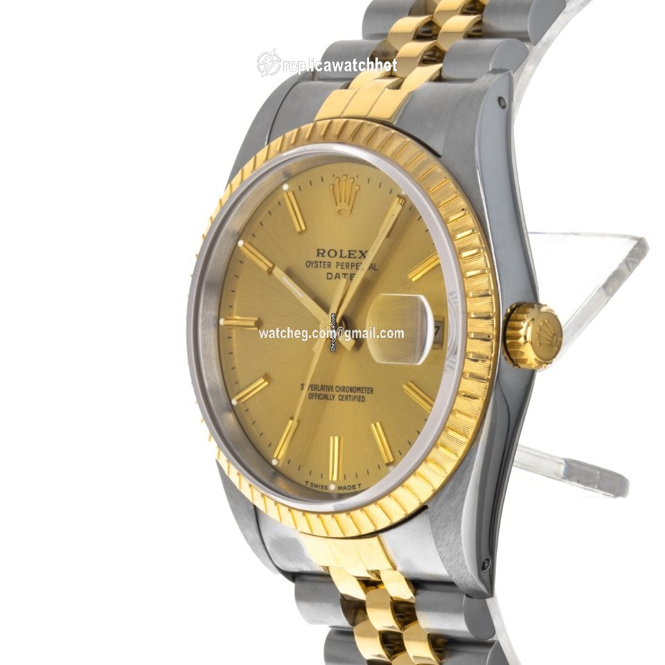 Rolex Oyster Perpetual Date Mens watch Unisex Gold Steel Automatic 15233 2