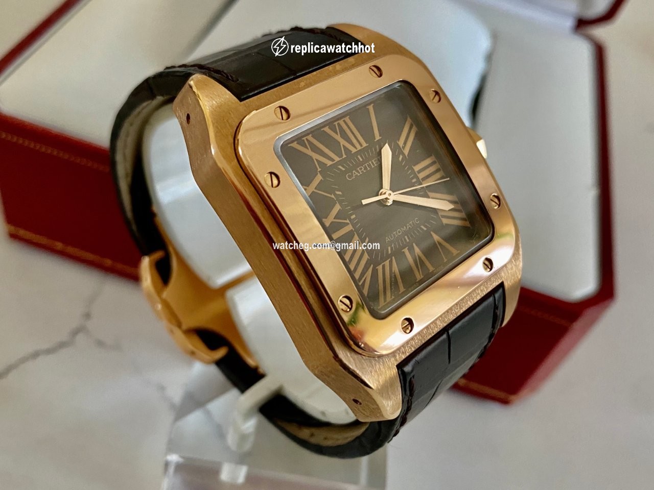 Cartier Santos 100 Mens watch Unisex Automatic Rose gold 2792 2