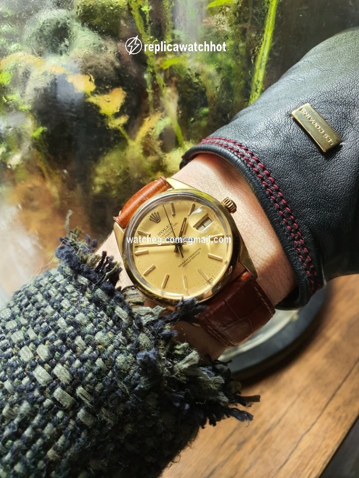 Rolex Oyster Perpetual Date Mens watch Unisex Gold Steel Automatic 1550 2