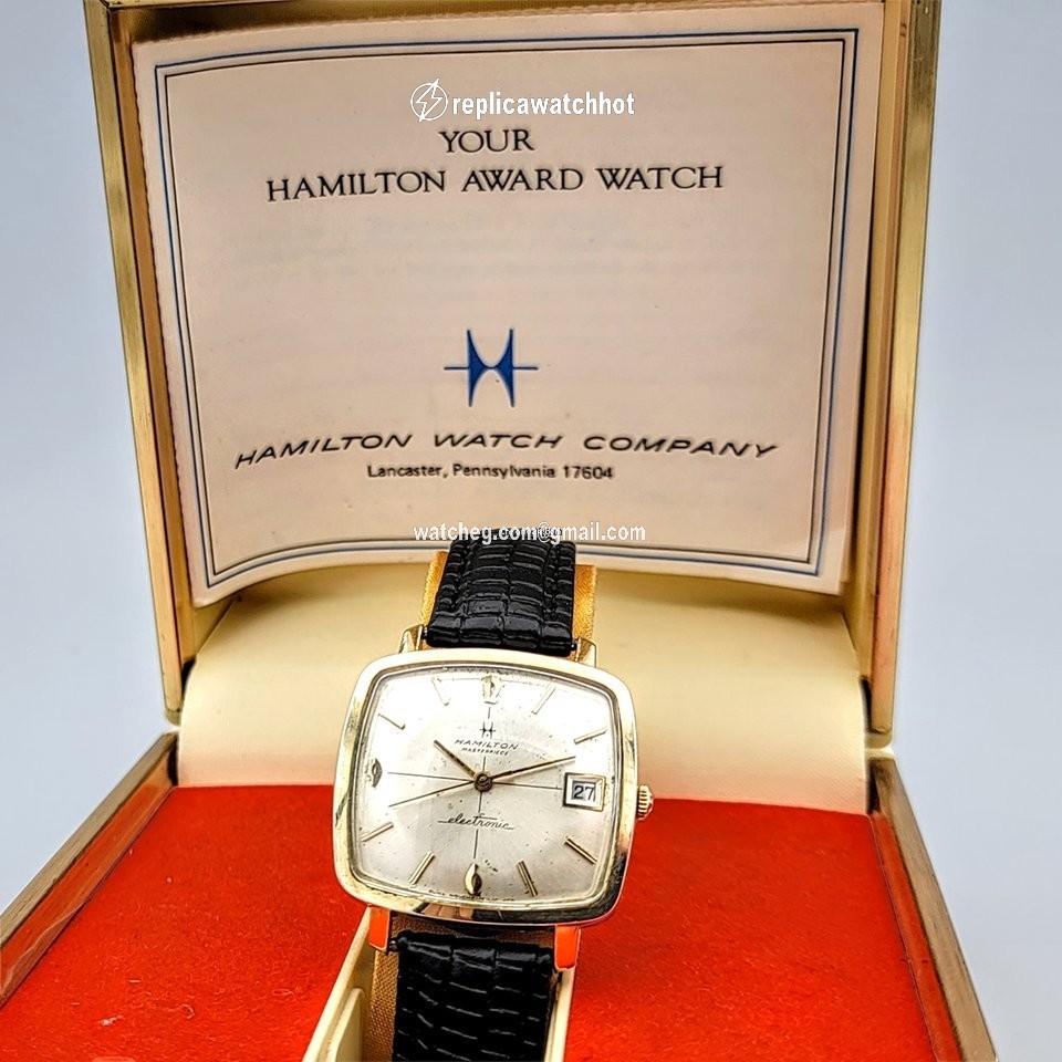 Hamilton Mens watch Unisex Quartz Gold Steel Lic ATO 9154 ESA 2