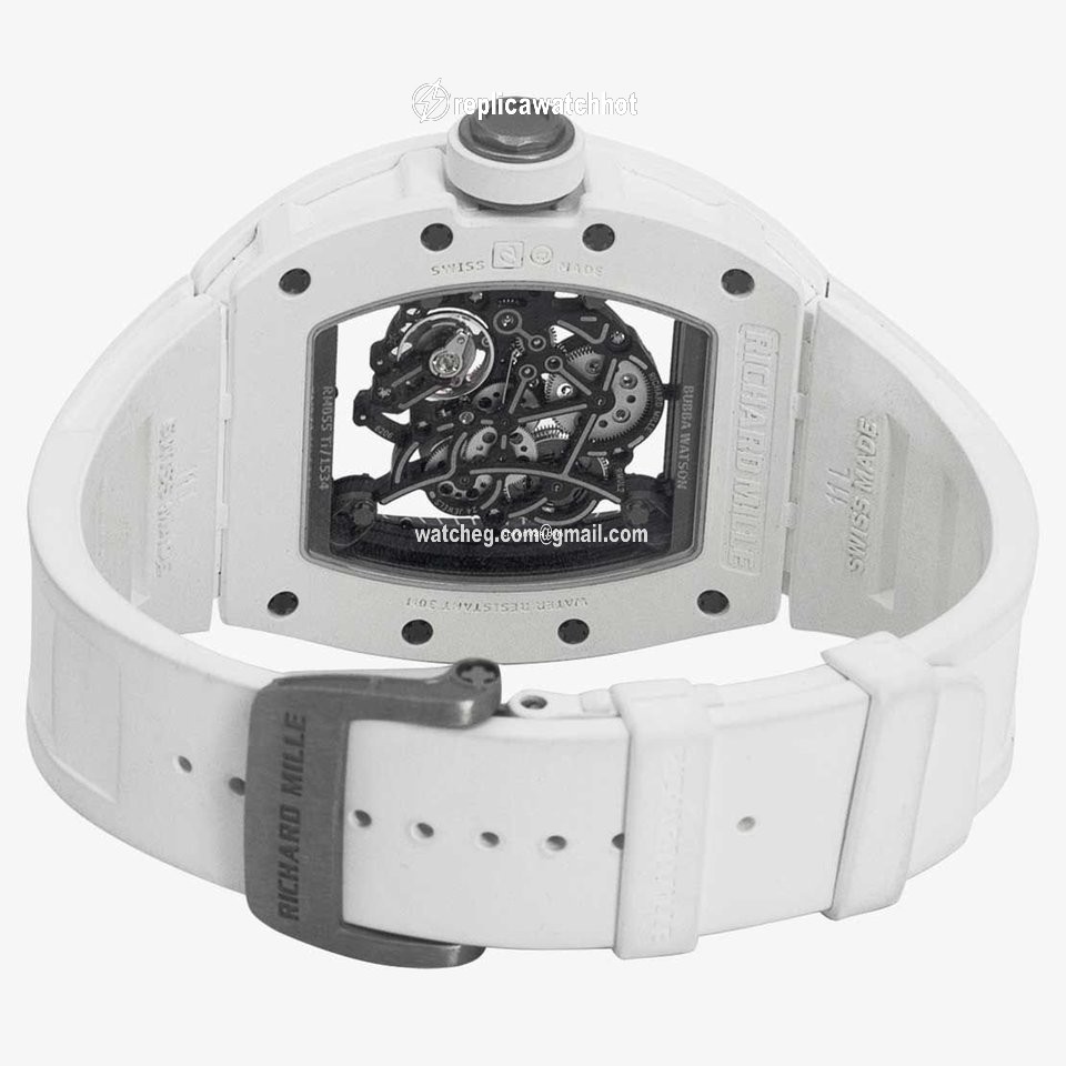 Richard Mille RM 055 Mens watch Unisex Manual winding Ceramic RM055 TI White Edition 2