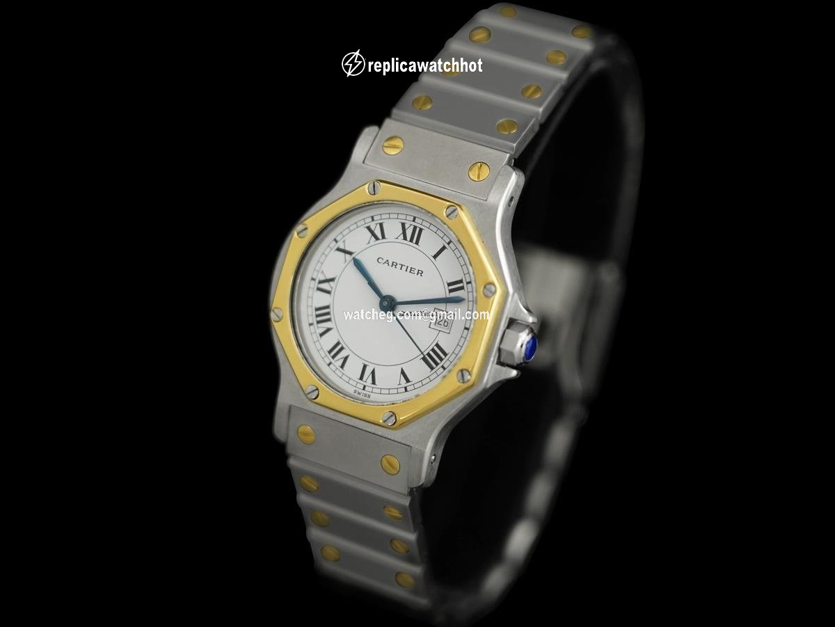 Cartier Santos Mens watch Unisex Automatic Gold Steel 8446ST 2