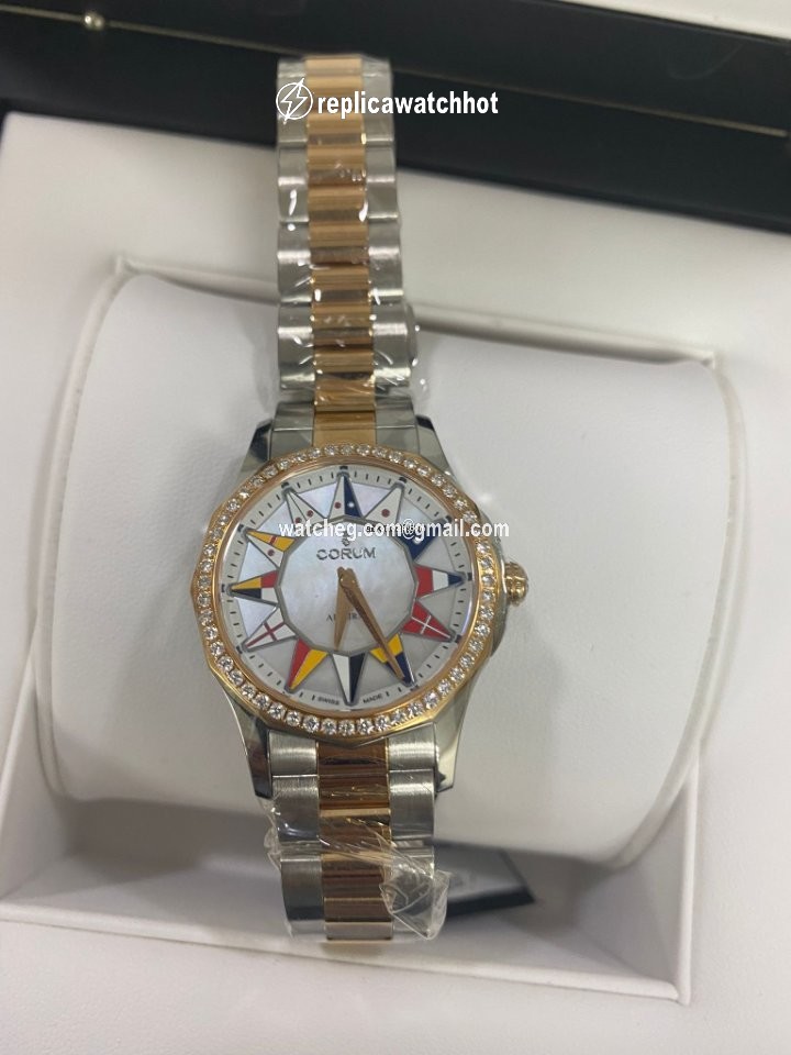 Corum Admirals Cup Womens watch Automatic Gold Steel 400.100.29 V200 BL12 2