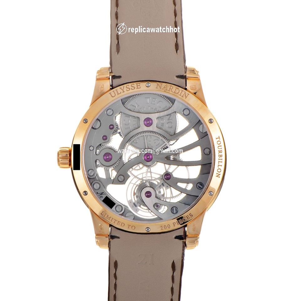 Ulysse Nardin Classic Skeleton Tourbillon Mens watch Unisex Manual winding Rose gold 1706-129 2
