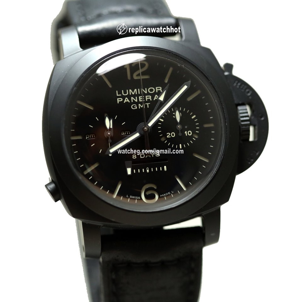 Panerai Luminor 1950 8 Days Chrono Monopulsante GMT Mens watch Unisex Manual winding Ceramic PAM 00317 2