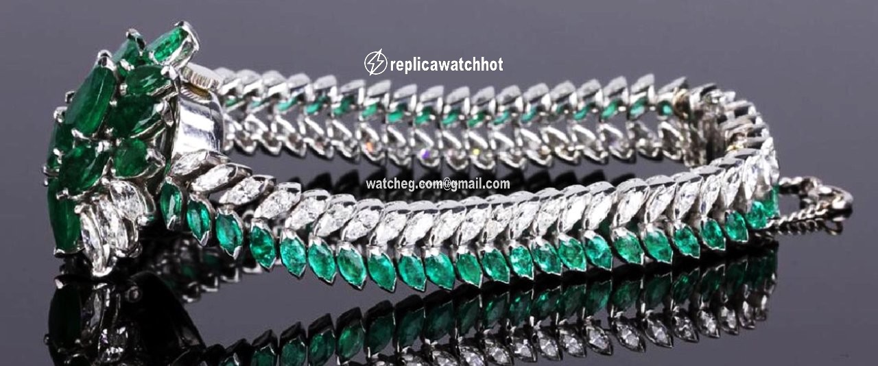 IWC Womens watch Manual winding Platinum 1940s IWC RARE PLATINUM EMERALD DIAMOND CONCEALED LADIES 2