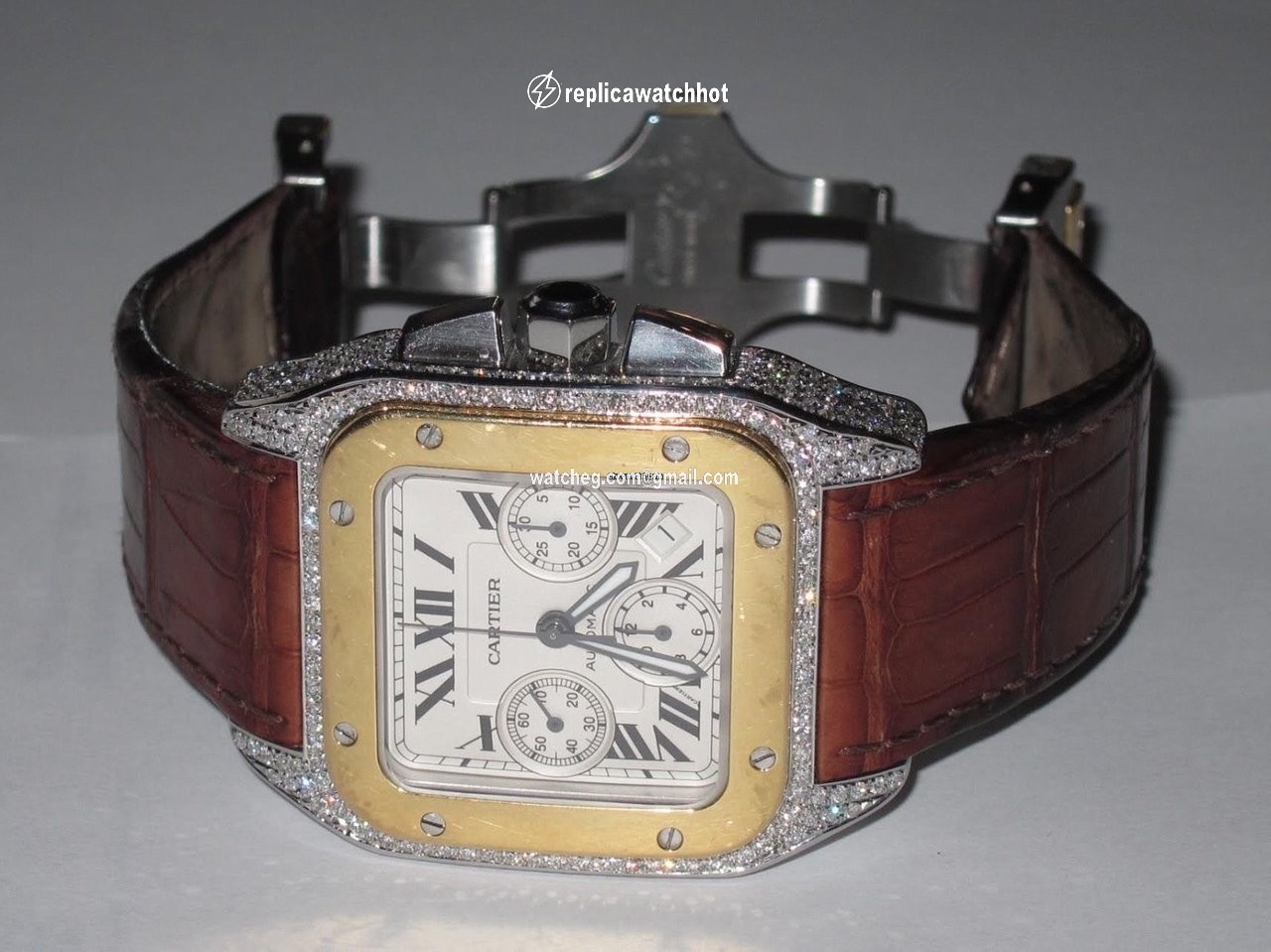 Cartier Santos 100 Mens watch Unisex Automatic Gold Steel W20091X7 2