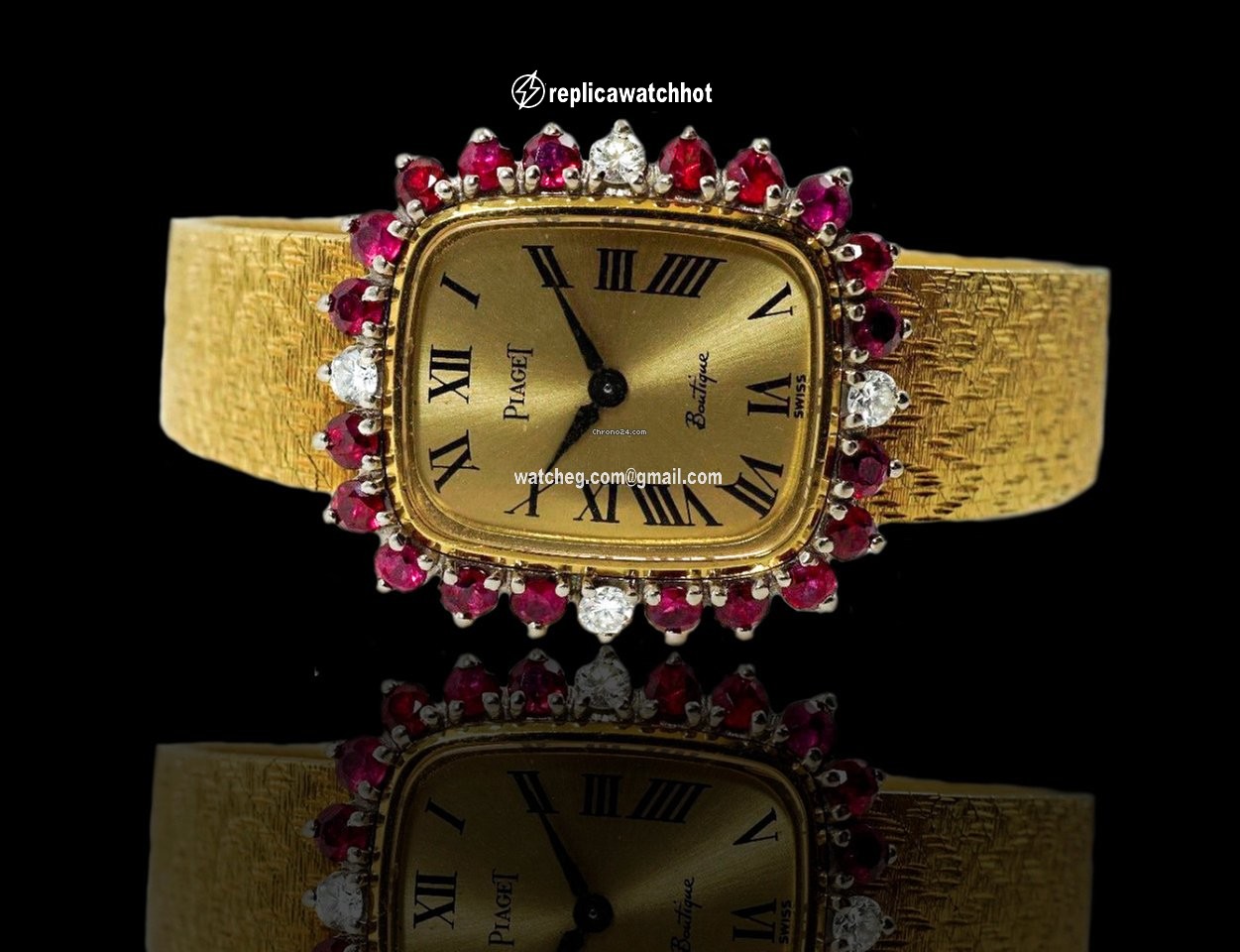 Piaget Mens watch Unisex Manual winding Yellow gold 1970s Rare Ruby & Diamond Set 18 Kt Yellow Gold Wristwatch 2