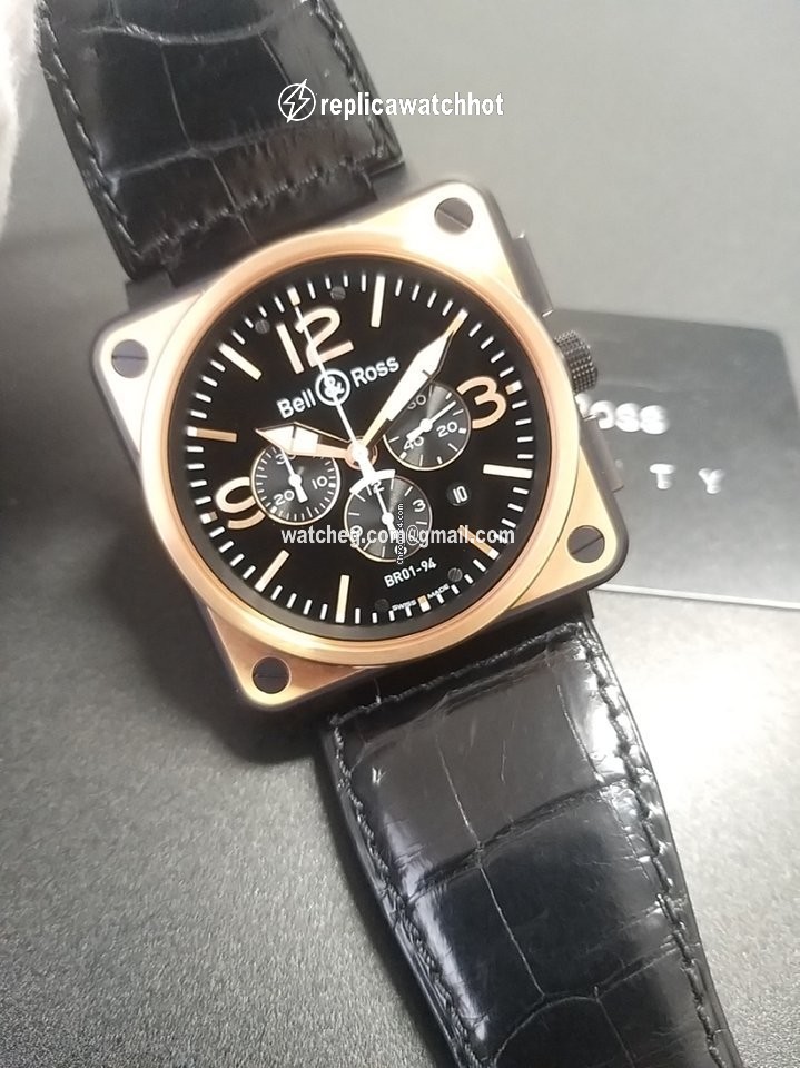 Bell & Ross BR 01-94 Chronographe Mens watch Unisex Automatic Gold Steel BR01-94 3