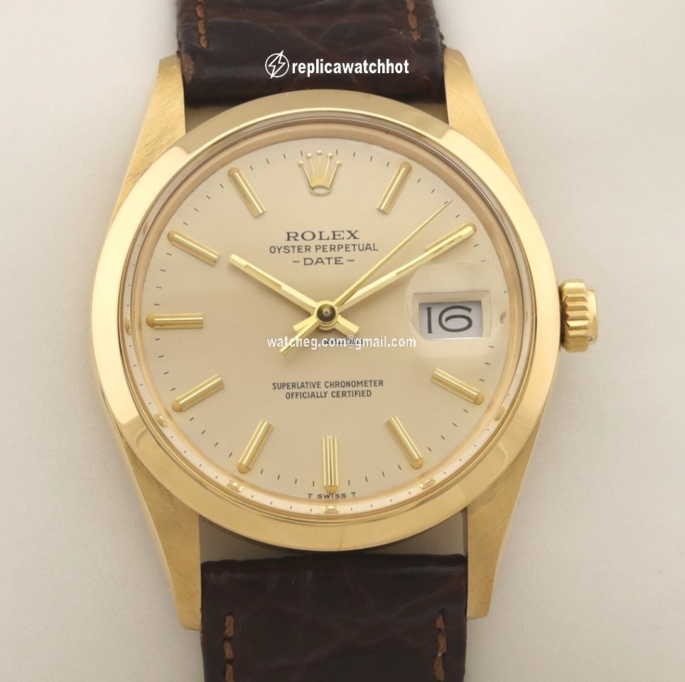 Rolex Oyster Perpetual Date Mens watch Unisex Yellow gold Automatic 15008 3