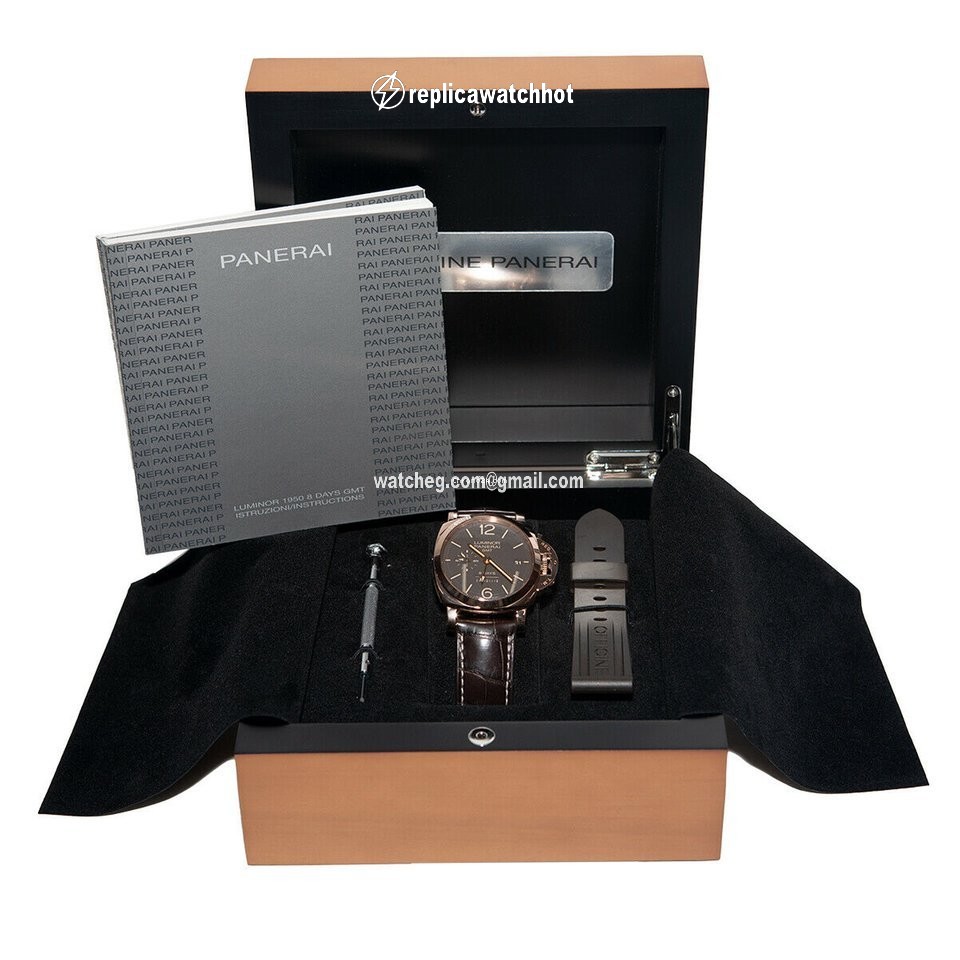 Panerai Luminor 1950 8 Days GMT Mens watch Unisex Manual winding Rose gold PAM 576 3