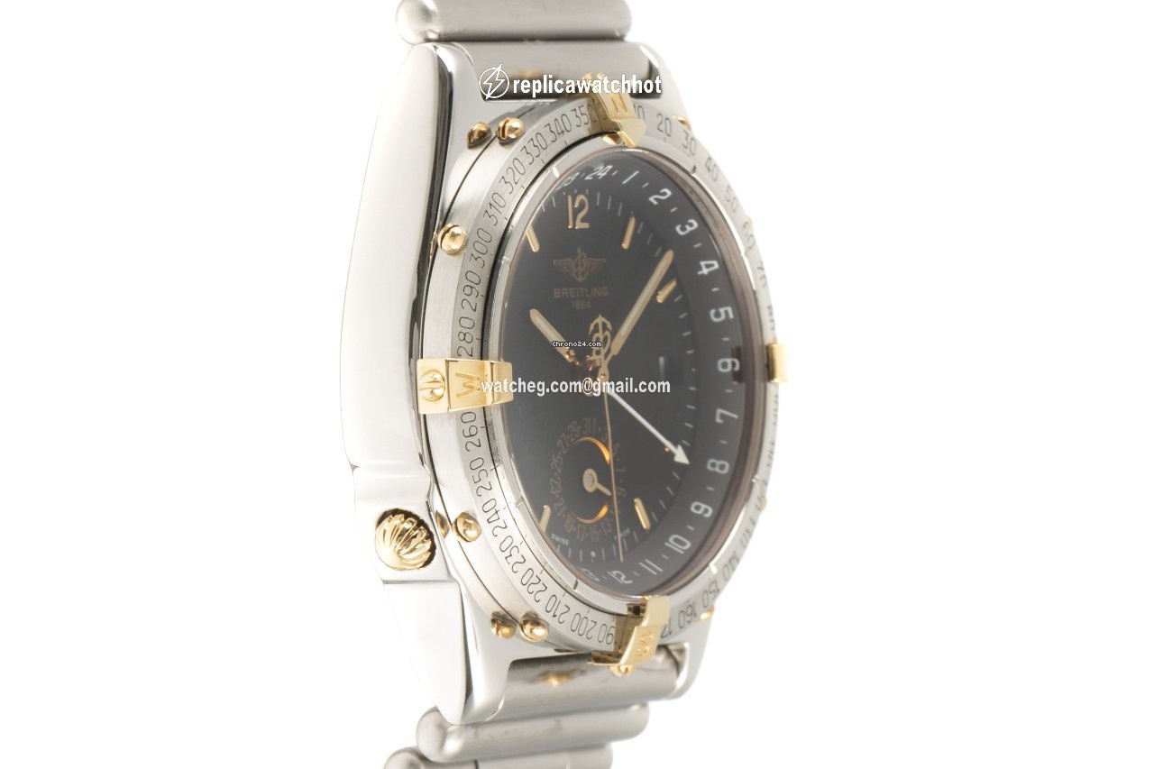Breitling Duograph Mens watch Unisex Automatic Gold Steel B15047 3