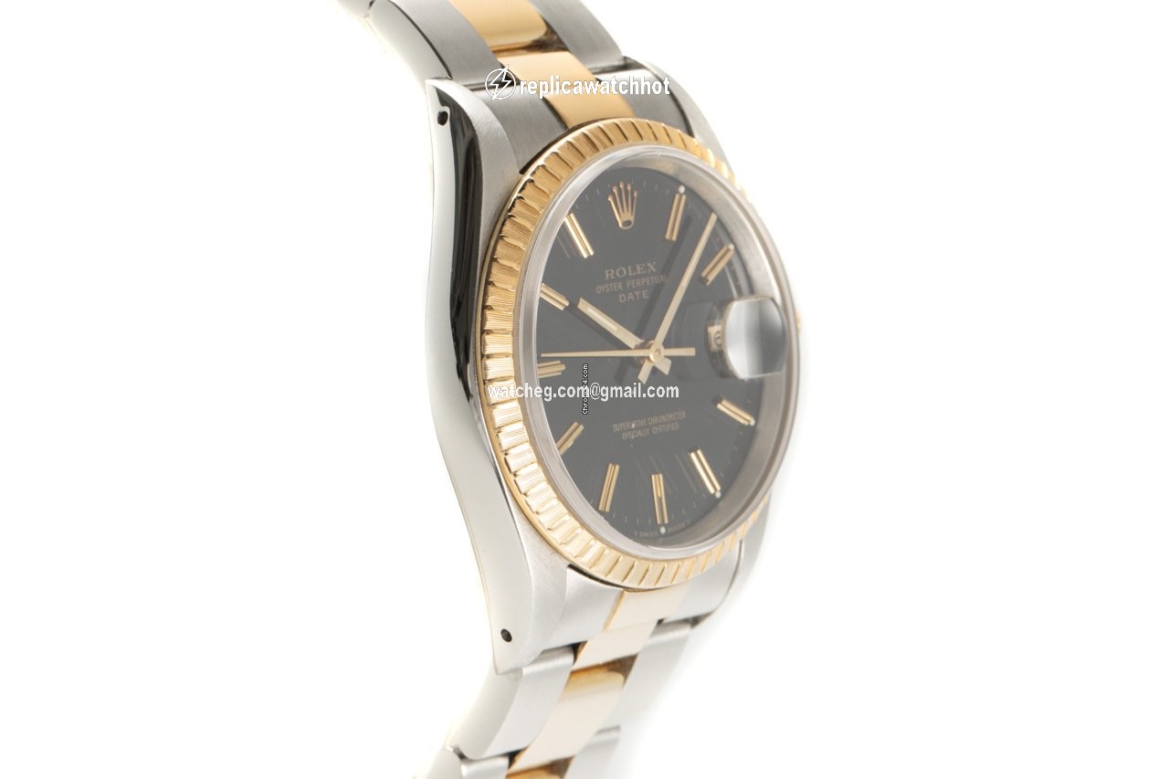 Rolex Oyster Perpetual Date Mens watch Unisex Gold Steel Automatic 15223 3