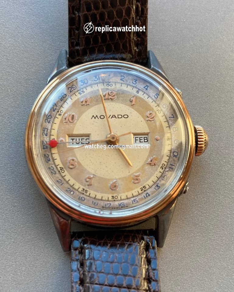 Movado Mens watch Unisex Manual winding Gold Steel Vintage 3