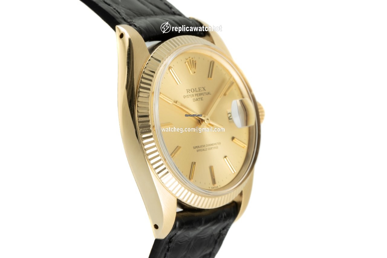 Rolex Oyster Perpetual Date Mens watch Unisex Yellow gold Automatic 1501 3