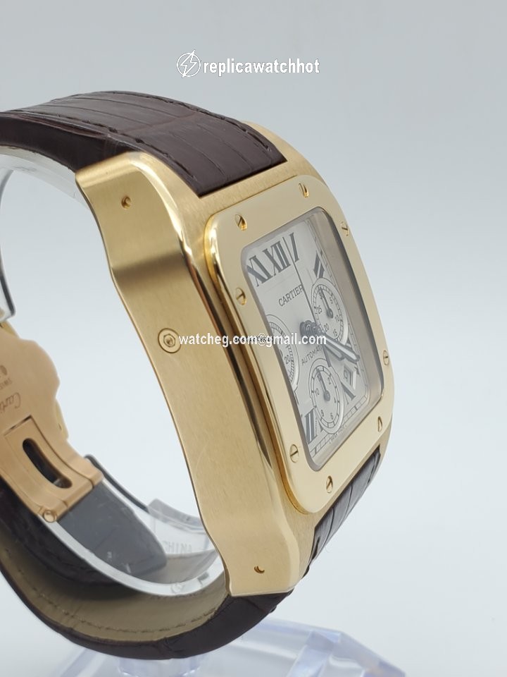 Cartier Santos 100 Mens watch Unisex Automatic Rose gold W20131Y1 3