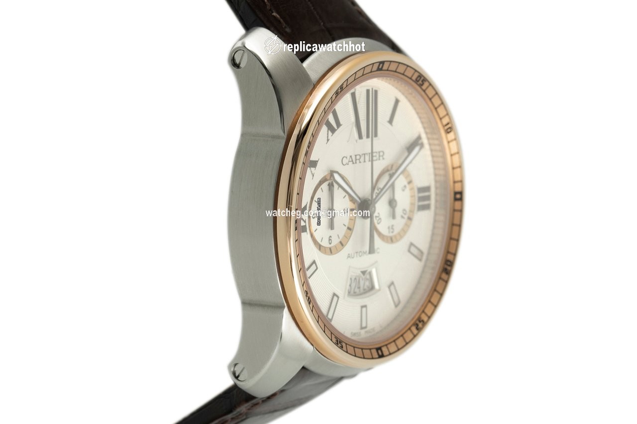 Cartier Calibre de Cartier Chronograph Mens watch Unisex Automatic Gold Steel W7100043 3