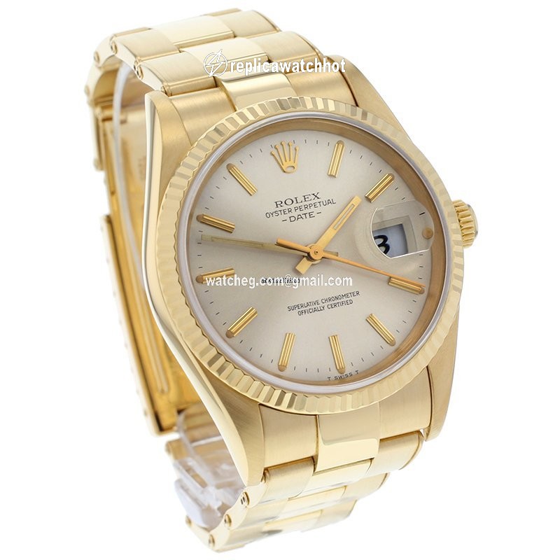 Rolex Oyster Perpetual Date Mens watch Unisex Yellow gold Automatic 15238 3