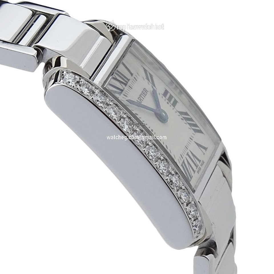 Cartier Tank Francaise Mens watch Unisex Quartz White gold WE1002SE 3