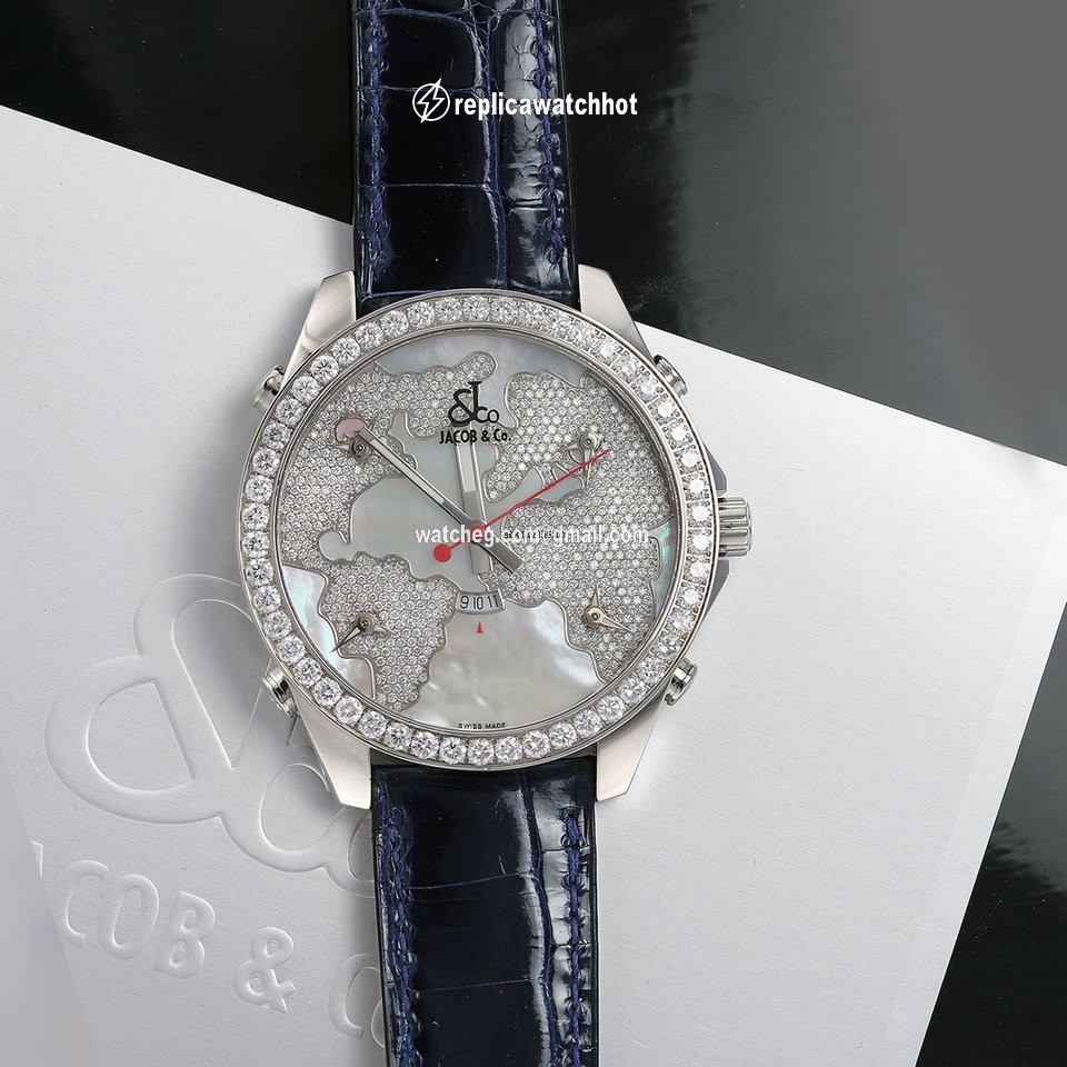 Jacob & Co. Five Time Zone Womens watch Quartz Steel JC-47WW 3.25ct bezel 3