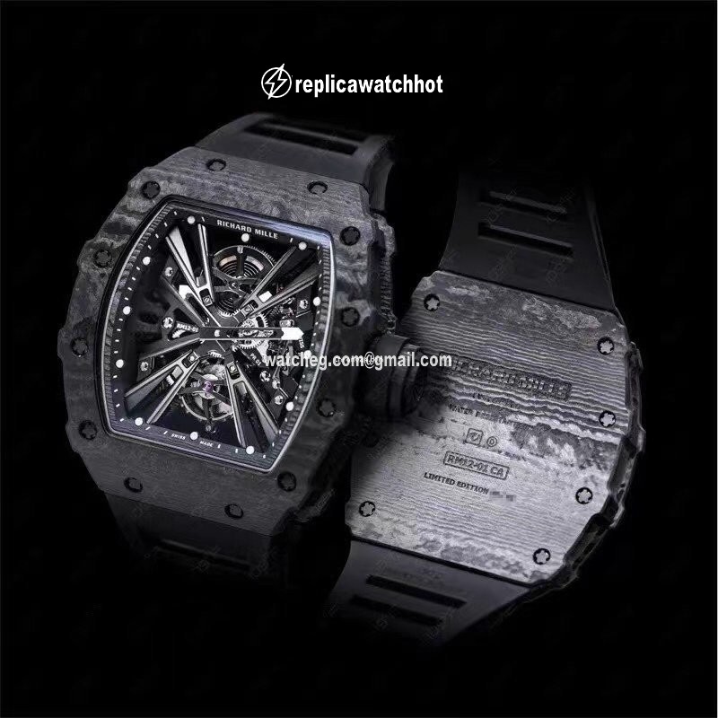 Richard Mille Mens watch Unisex Automatic Carbon Richard Mille Tourbillon Black Quartz Tpt RM 12-01 3