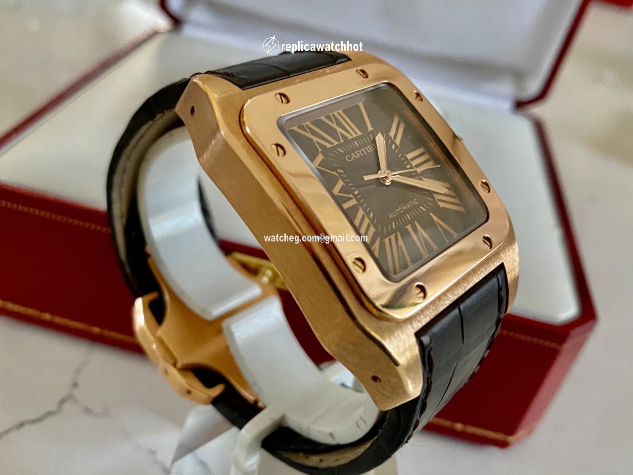 Cartier Santos 100 Mens watch Unisex Automatic Rose gold 2792 3