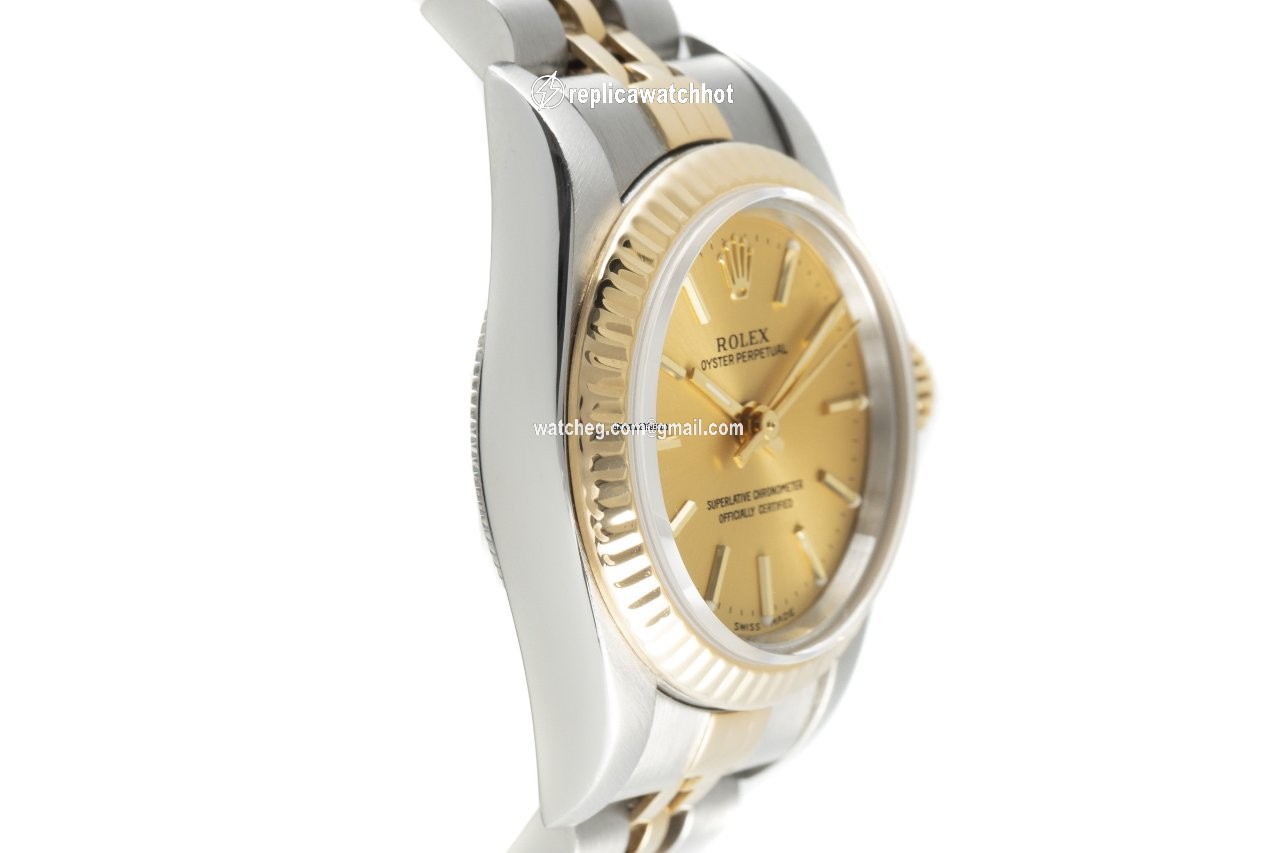 Rolex Oyster Perpetual Womens watch Gold Steel Automatic 67193 3