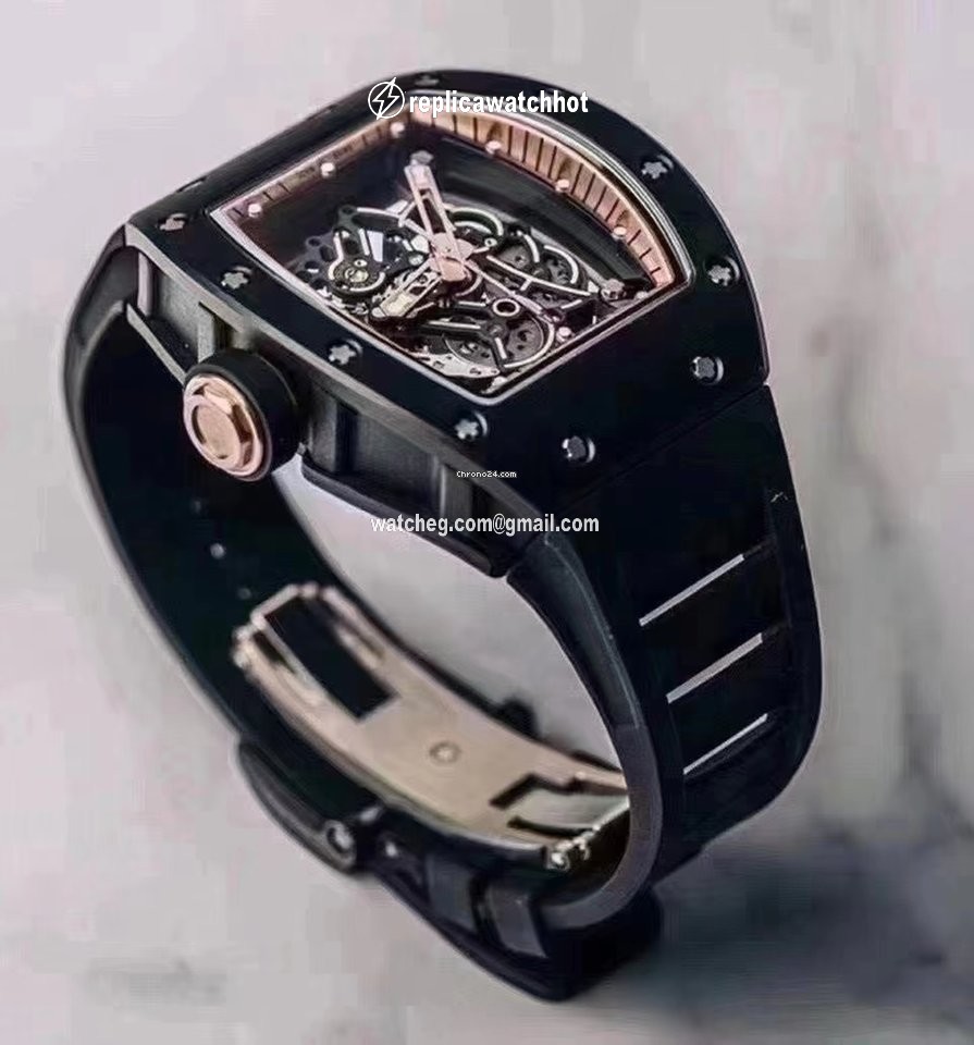 Richard Mille RM 055 Mens watch Unisex Manual winding Ceramic Richard Mille RM055 Bubba Watson Black Ceramic Asia Edition Skeleton Dial Watch 3