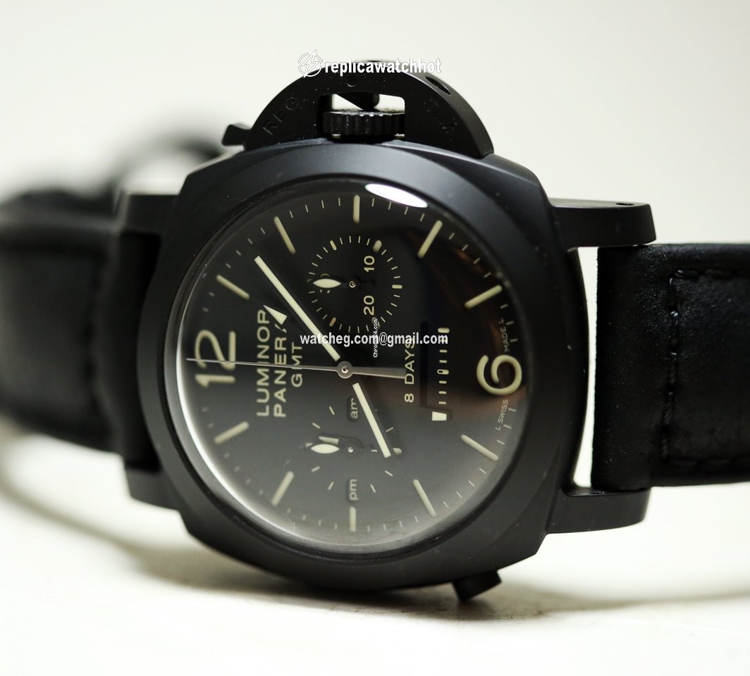 Panerai Luminor 1950 8 Days Chrono Monopulsante GMT Mens watch Unisex Manual winding Ceramic PAM 00317 3
