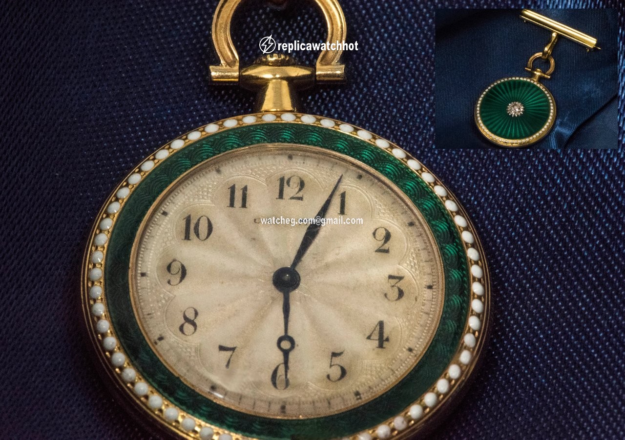 Cartier Mens watch Unisex Manual winding Yellow gold CARTIER 1910 Rare Enamel Diamond 18kt Gold Pocket Watch 3