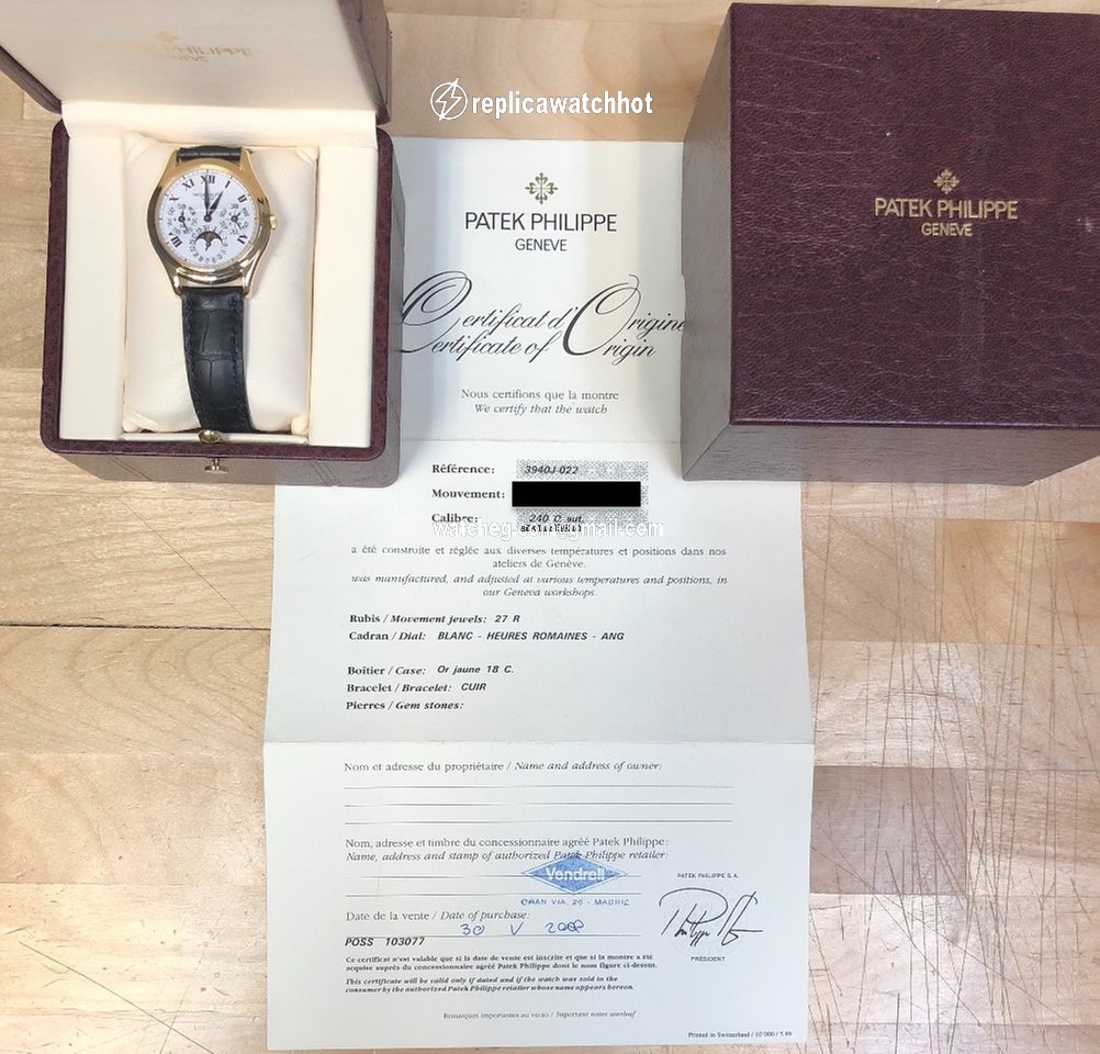 Patek Philippe Perpetual Calendar Mens watch Unisex Automatic Yellow gold 3940J-022 3