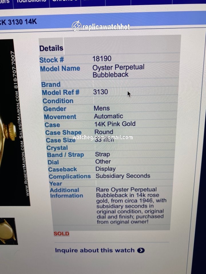 Rolex Bubble Back Mens watch Unisex Rose gold Automatic 3132 4