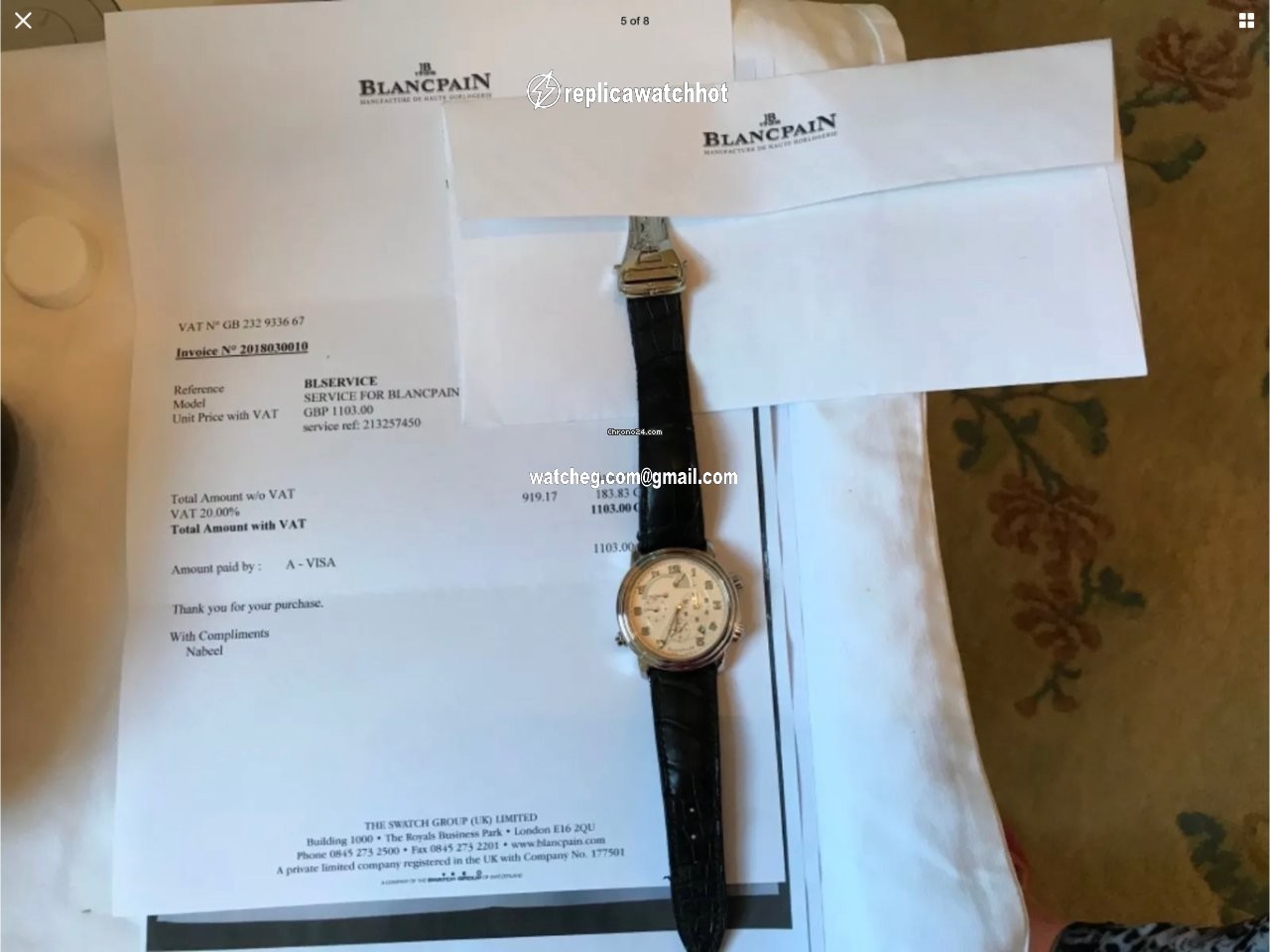 Blancpain Leman Reveil GMT Mens watch Unisex Automatic White gold 2841-1542-53b 4
