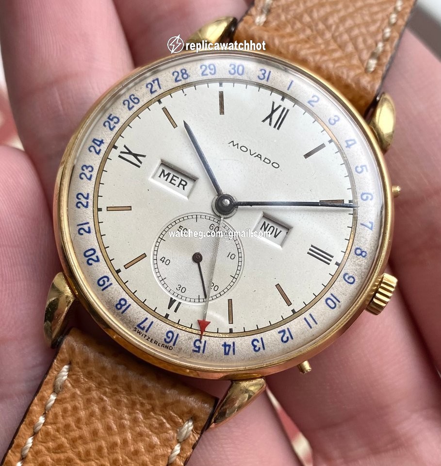 Movado Mens watch Unisex Manual winding Yellow gold Movado Triple Calendar 4