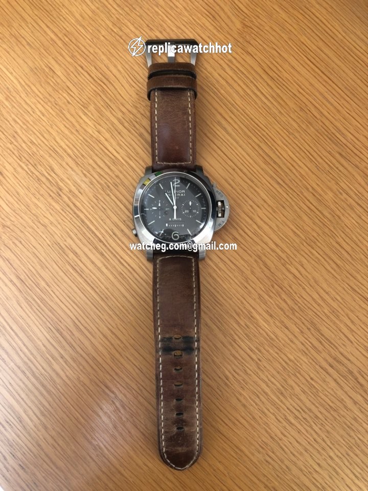 Panerai Luminor 1950 8 Days Chrono Monopulsante GMT Mens watch Unisex Manual winding Titanium PAM 00311 4